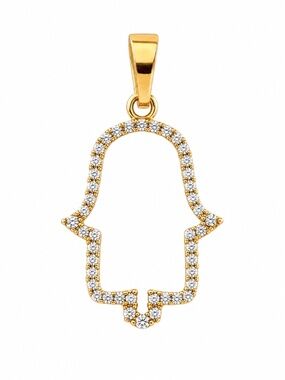 NWT 18K Gold-Plated Crystal Hamsa Pendant